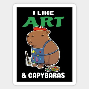 I Like Art and Capybaras Cartoon Magnet